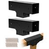 VEVOR Kit Staffe per Pergola, Adatto per Travi in Legno 92 x 92 mm in Dimensioni Reali, Kit di Staffe per Gazebo in Legno Fai da Te a 3 Vie con Viti, Confezione 2, per Banchetti per Feste all'Aperto