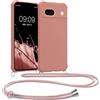 kwmobile Custodia Compatibile con Google Pixel 8a Cover - Back Case in Silicone TPU - Protezione Smartphone con Cordino - madre perla