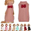 Yanmucy Dolcevita Maglione Fiocco Cane Maglia Ponticello Caldo Vestiti per Cani Invernali Pullover Maglieria Uncinetto Cappotto Costume di Natale Pet Maglione (L, Rosa)