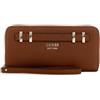 GUESS Portafoglio in pelle da donna, marrone, chiusura a cerniera, design classico EST. 1981