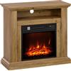 HOMCOM Caminetto Elettrico 1800W con Fiamma 3D, Timer e Telecomando, in Legno, Metallo e Vetro, 81.5x30x76.2 cm, Marrone