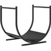 Outsunny Portalegna da camino curvo, robusto, per interno ed esterno, struttura in metallo, 43 x 33 x 38 cm, Nero | Aosom Italy
