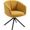 HOMCOM Poltrona con comoda seduta, girevole, rivestimento in tessuto effetto lino, fino a 120 kg, Giallo | Aosom Italy