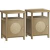 HOMCOM Set di 2 comodini stretti con vano aperto e finitura in vimini, 40 x 35 x 55 cm Marrone | Aosom Italy
