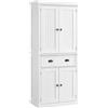HOMCOM Credenza da cucina alta, con ripiani regolabili, 4 porte, grande cassetto, 76,2 x 40,2 x 183 cm Bianco | Aosom Italy