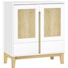 HOMCOM Credenza con 2 porte, 2 cassetti e ripiano regolabile, 80 x 40 x 86 cm, Bianco e rovere | Aosom Italy