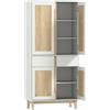 HOMCOM Credenza da cucina alta con 4 ante, 2 cassetti e mensole regolabili, 80x35x170cm, Bianco e quercia | Aosom Italy