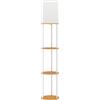 HOMCOM Lampada da Terra con Ripiani e Telecomando - 3 Temperature Colore, Legno Naturale | Aosom Italy