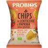 Probios Chips di lenticchie e paprika biologiche - Consistenza croccante e senza glutine - Preparate con olio di semi di girasole - Perfette per pause e momenti conviviali - Confezione da 12 x 40 g