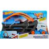 Hot Wheels playset trasportatore portatile con mega loop, lanciatore pieghevole e spazio per 18 veicoli die-cast in scala 1:16, dai 3 anni in su, GCK38