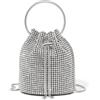 Miss Lulu Pochette Donna Elegante Glitter, Clutch Serale con Chiusura a Cordino, Catena e Decorazioni di Cristalli, Piccola Borsa con Brillanti per Bar Feste e Matrimoni