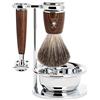 MÜHLE - Set da barba con ciotola - Serie RYTMO - Puro pelo di tasso - Rasoio - Legno di frassino scuro