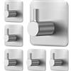 Grsta Ganci Adesivi, 6 Pezzi Appendi Accappatoio Bagno, Impermeabile e Antiruggine, Porta Asciugamani Autoadesivo, Appendi Accappatoio Bagno Adesivo, Acile da Installare, per Cucina e Bagno, Argento