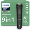 Philips Rifinitore Philips Multigroom serie 3000 tutto in uno 9 in 1 - Rifinitore per barba, capelli e corpo, lame autoaffilanti delicate sulla pelle, 12 impostazioni di lunghezza, Modello MG3946/15