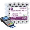 Rotoli Pos 57Mm X 14M X 12Mm - Rotolo Di Carta Termica per Ricevute Bancomat - R