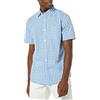 Amazon Essentials Camicia in Popeline a Maniche Corte Slim Uomo, Blu Chiaro Bianco Percalle, XXL