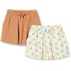 Amazon Essentials Gonna-pantalone con tasca applicata Bambine e Ragazze, Pacco da 2, Caramello Chiaro/Design Floreale, 9 anni