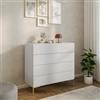 DEGHI Cassettiera 100x95h cm bianco con 4 cassetti soft close e piedi in metallo oro - Judith