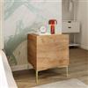 DEGHI Comodino 45x55h cm rovere gold con anta reversibile soft close e piedi in metallo oro - Judith