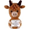 TOYMIS Mucca Highland Positiva, 11 cm Mini Bambola Lavorata a Mano Animale Emotivo, con Biglietto Positivo per Regalo Ispirante e Incoraggiante, per Casa Scrivania Festa di Compleanno Decorazione