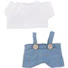 Penitue Vestiti per Bambole di Peluche, Graziosi 17cm Abiti Bambole Maglietta e Salopette Set Moda Blu e Bianchi Costumi Accessori Ideali per Peluche Vestire Esporre Collezionare Giocattoli