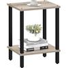 TUTOTAK Greige TB01BG034EU - Tavolino da comodino, comodino, 2 ripiani, per piccoli spazi, soggiorno, camera da letto, colore: grigio