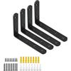Mooche 4 staffe angolari nere resistenti, 15 x 10 x 2,5 cm, in metallo, a forma di L, per mensole di supporto da appendere alla parete, supporto per oggetti sospesi