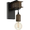 Eglo Lampada Da Parete Townshend 4, Plafoniera Vintage A Uno Punto Luce, Lampada Da Parete Dal Design Industriale, Lampada Retrò In Acciaio, Nero, Marrone, E27