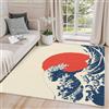 AUWUUA Tappeto giapponese per camera da letto e soggiorno, 40 x 100 cm, tappeto The Great Wave Off Kanagawa, Hokusai Wave Ukiyo-E, lavabile, antiscivolo, tappeto piccolo Giappone rosso sole oceano