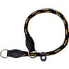 Zooleszcz - Collare a strozzo per cani, in corda robusta con terminali neri in pelle, realizzato a mano, colore: beige e nero