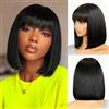 zekan Parrucche Per Capelli Umani Straight Short Bob Wigs 180% Density None Lace Front Wigs Capelli Umani Brasiliani Lisci Parrucca Fatta a Macchina Completa 10Inch