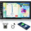 Motorsi Wireless Carplay Android Auto 2 Din Car Stereo, 7 Pollici HD Touch Screen Car Radio MP5 Player, Support Bluetooth 5.1/MirrorLink/FM/USB/AUX/Remote Control/7 Colore Backlight+Rear Camera