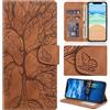 Aisenth Cover per Xiaomi Poco X3 NFC/Poco X3 Pro, Albero della Vita Modello Custodia in PU Pelle Portafoglio Cover protettiva Tree Design Flip Case con Funzione Supporto, 2 Slot per schede - Marrone