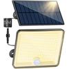 Peasur Luce Caldo Solare Led Esterno, 348LED Faretti Solari a Led da Esterno con Sensore di Movimento, IP65 Impermeabile Faro Led Esterno 3 Modes Faretto Solare per Giardino Garage