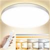 OUILA Plafoniera LED Soffitto Dimmerabile, 24W Lampada da Soffitto con Telecomando 3000K-6500K Plafoniera Bagno IP44 Impermeabile Ø28CM 2000LM Lampadario LED Moderna per Cameretta, Cucina, Soggiorno