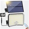 TOPPELIGHT Lampada Solare da Esterno - 200LED Luce Solare LED Esterno con Sensore di Movimento 2200mAh 4 Modes Telecomando Faretto LED da Esterno Solare con Pannello, Luci da Esterno Giardino Solari con 5M Cavo