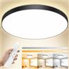 OUILA Plafoniera LED Soffitto Dimmerabile, 24W Lampada da Soffitto con Telecomando 3000K-6500K Plafoniera Bagno IP44 Impermeabile Ø28CM 2000LM Lampadario LED Moderna per Cameretta, Cucina, Soggiorno