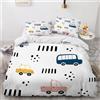 Generic Set Copripiumino Singolo 150x200 cm Auto dei Cartoni Animati Biancheria da Letto Giocattoli per Bambini in Morbido Microfibra 3 Pezzi 1 Copripiumino e 2 Federe 50x80 cm con Cerniera w.1111