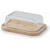 Lacor - 62898 - Burro, contenitore burro, base in bambù, coperchio in vetro borosilicato, facile da pulire, lavabile in lavastoviglie, 18,5 x 14 x 6,5 cm