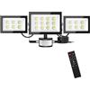 Hondony 100w faretti led da esterno con rilevatore di movimento e telecomando, illuminazione di sicurezza LED per esterni, 6500K IP66 10000LM, luce bianca diurna, per magazzino, giardino, garage