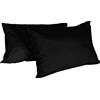Italian Bed Linen Max Color Coppia di Federe Tinta Unita, 100% Cotone, Nero, 52 x 82 cm