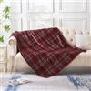 DREAMLANDING Coperte in pile per divano, letto, sedia, morbide, colorate, oversize, coperta decorativa ultra morbida (130x150cm, a quadri rossi)