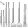 Aurobest 6 Pezzi Set Scalpelli per SDS Plus, Scalpello Piastrelle con Scatola Girevole, Scalpello Piatto/Punta/Larghi Include, Kit Scalpelli per Muratura, Calcestruzzo, Pietra (Argento)