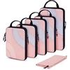 BAGSMART Packing Cubes Compression, Borse per Vestiti, 6 Pezzi, Organizer per Valigie, Organizer da Viaggio per Vacanze e Viaggi, Colore Rosa