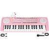 Hilifexll Pianola Bambini 37 Tastiera Musicale con Microfono, Pianola per Scuola Media Portatile Multifunzione, Music Giocattolo Educativo Regalo per Ragazzi Ragazze 3 4 5 6 Principianti,Rosa