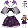 FIESTAS GUIRCA | Costume da Pipistrello Bambino (3-4 anni) - Tuta, Cappuccio e Ali - Costume da Animale per Halloween e Feste - Nero e Viola