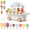 JurciCat Gelateria Giocattolo Per Bambini In Legno Accessori Da Cucina Per Giochi Ruolo Con Contenitore Legno Per Bambini Dai 3 Anni In Su Giocattoli Didattici Di Natale Regali Compleanno (Bianco)