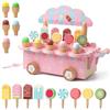 JurciCat Gelateria Giocattolo Per Bambini In Legno Accessori Da Cucina Per Giochi Ruolo Con Contenitore Legno Per Bambini Dai 3 Anni In Su Giocattoli Didattici Di Natale Regali Compleanno (rosa)