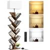 OUTONLIFE Libreria ad Albero a 9 Ripiani con Luce, Telecomando e Timer - Scaffale Salvaspazio Verticale in Legno, Piccola Libreria per Libri, CD, per Cameretta, Soggiorno, Ufficio