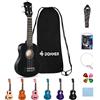 Donner Ukulele per Principiante Soprano Ukulele Kit 21 Polllici con Custodia Corde Ukelele Hawaiano Online Lezione Colore Nero